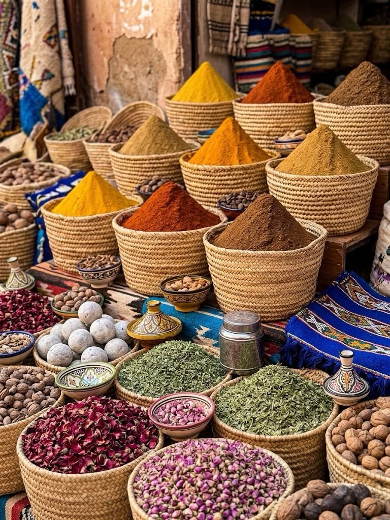 Traditional Moroccan Souk Crafts and Spices